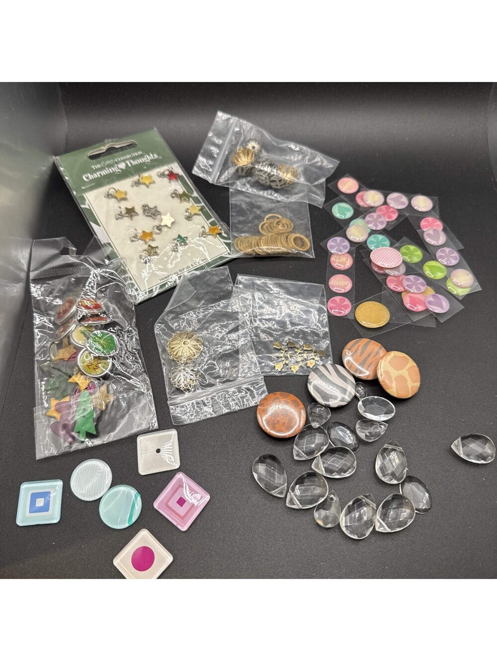 Bundle Of Scrapbooking / Crafting Supplies -  Charms Beads Stickers